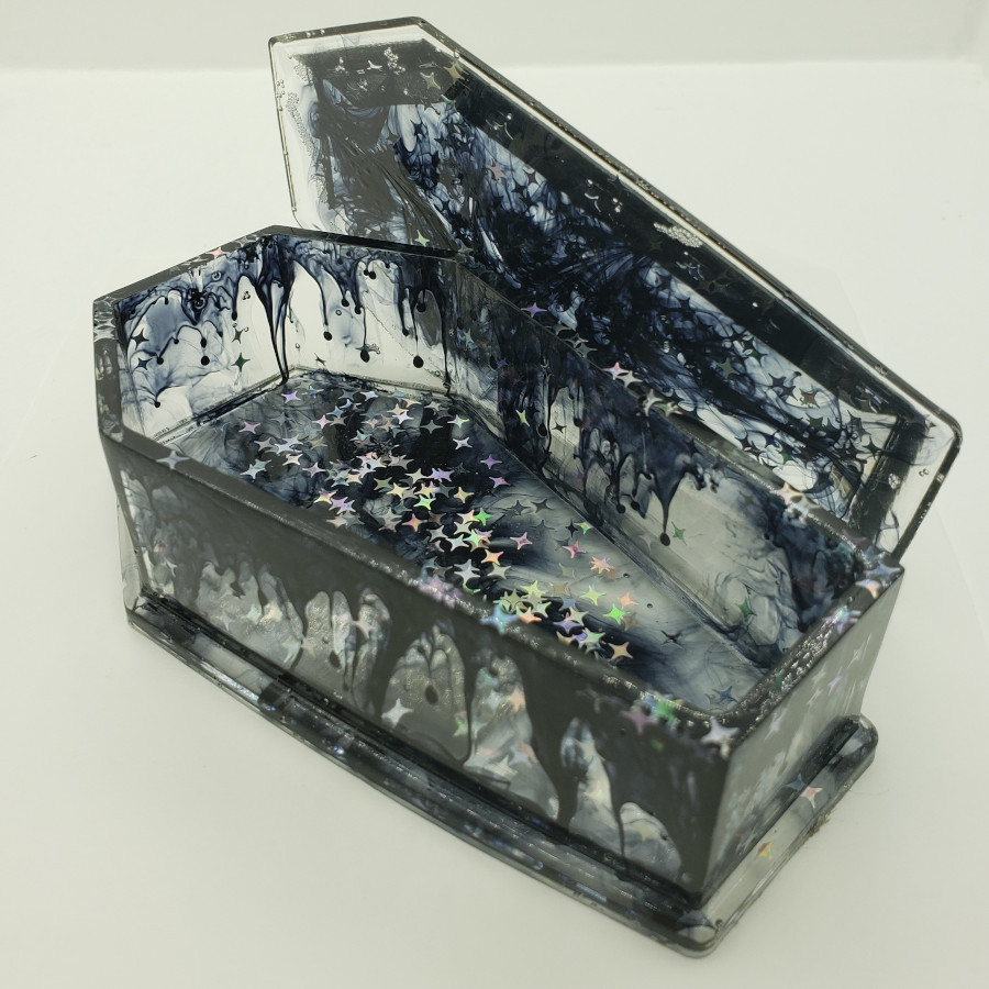 Coffin Box : Inky Drips & Stars`