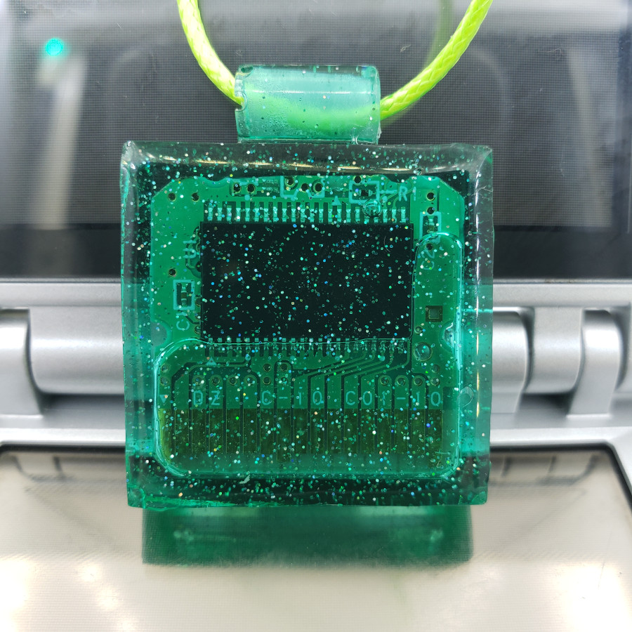 Cartridge Necklace: Green Glitter