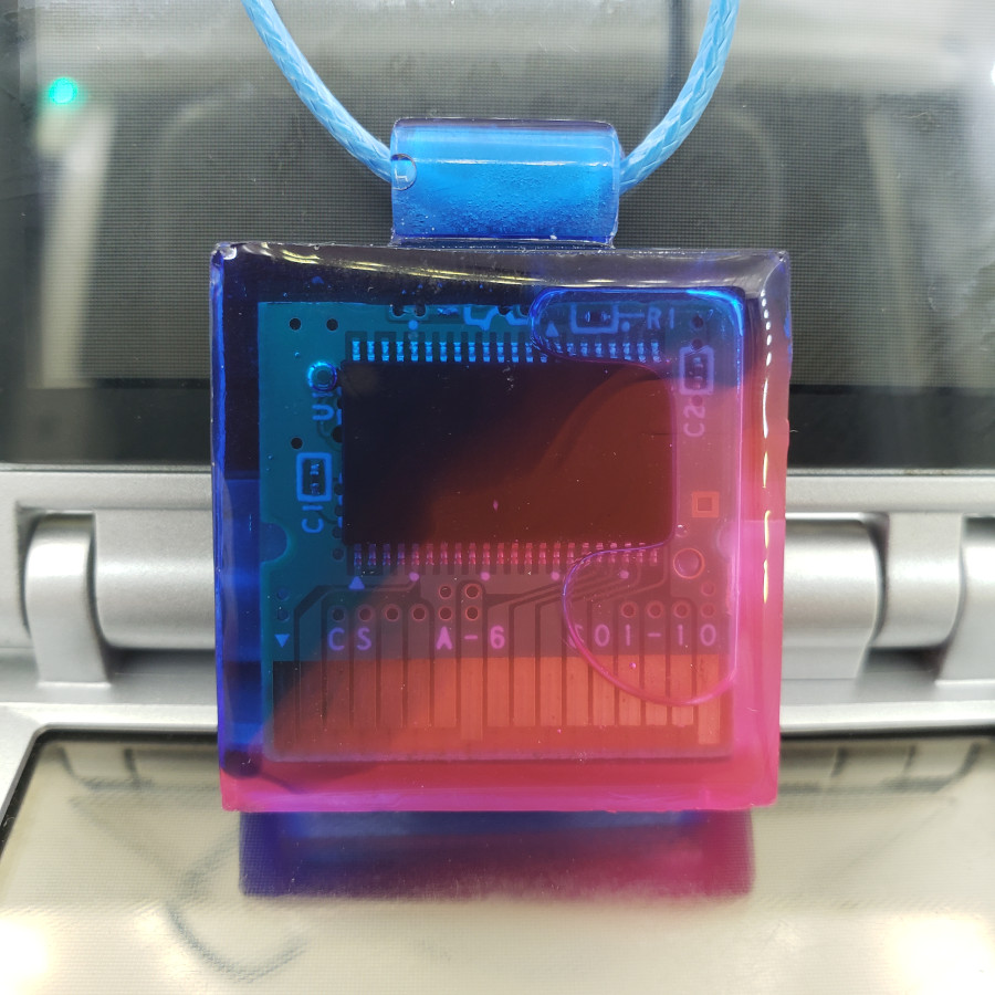 Cartridge Necklace: Clear Pink & Blue Split